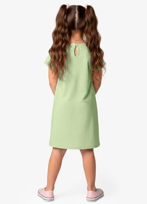 Select - Vestido Infantil em Moletinho Maquenetado Verde - SELECT