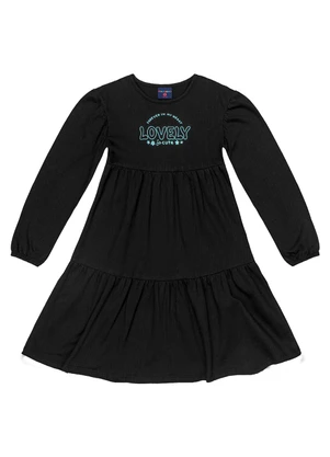 Guloseima - Vestido Infantil em Moletinho Preto - GULOSEIMA