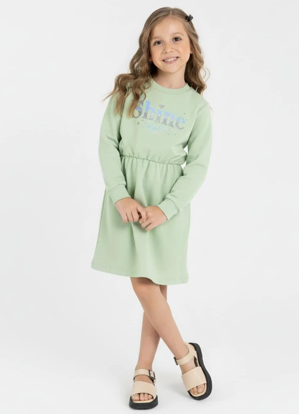 Guloseima - Vestido Infantil em Moletom Verde