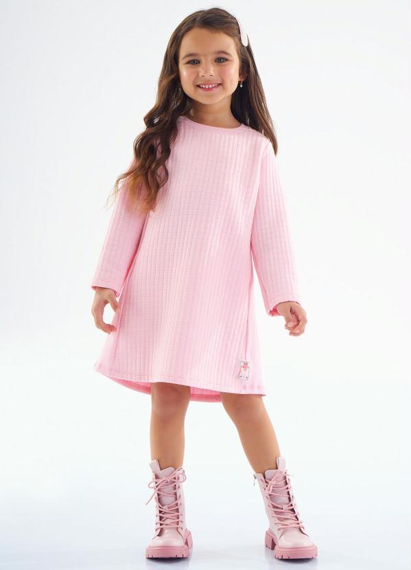 Up Baby - Vestido Infantil em Moletom Rosa