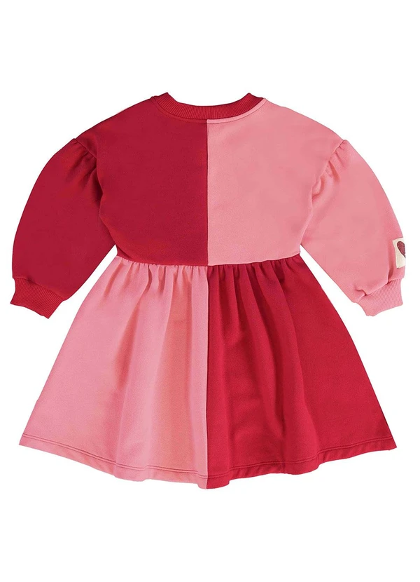 Três e Já - Vestido Infantil em Moletom Vermelho 4