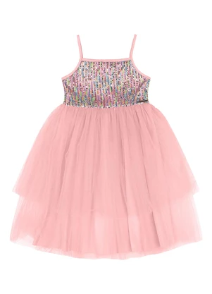 Quimby - Vestido Infantil em Paetê e Tule Rosa - QUIMBY