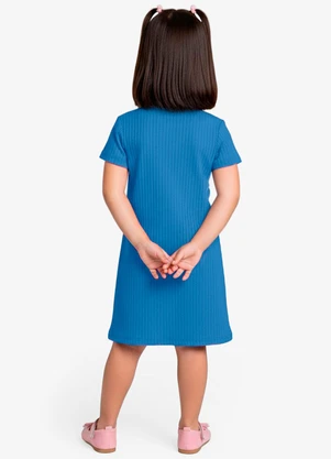 Select - Vestido Infantil em Ribana Canelada Azul - SELECT
