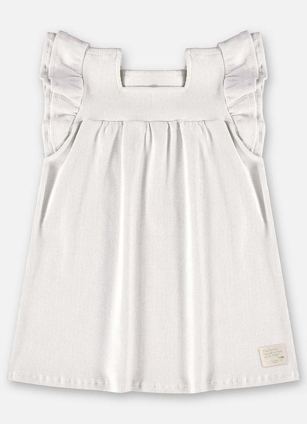 Up Baby - Vestido Infantil em Ribana Canelada Bege