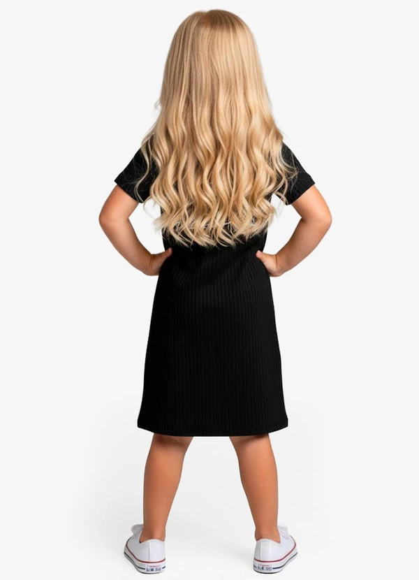 Select - Vestido Infantil em Ribana Canelada Preto 2