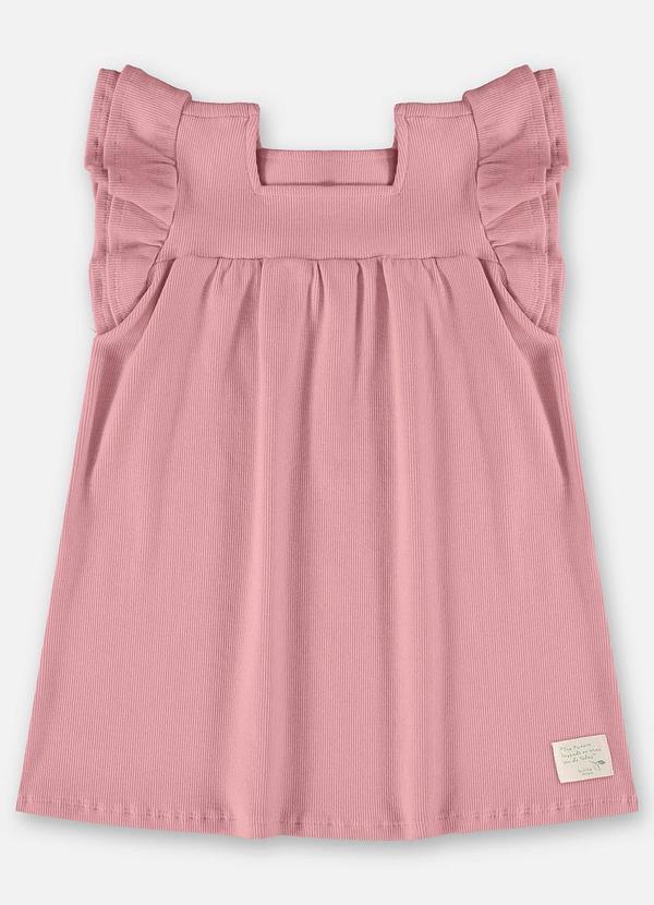 Up Baby - Vestido Infantil em Ribana Canelada Rosa