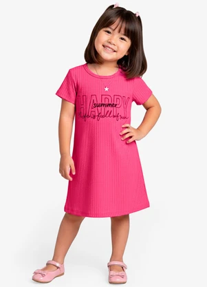 Select - Vestido Infantil em Ribana Canelada Rosa - SELECT