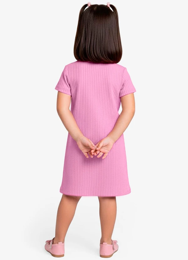 Select - Vestido Infantil em Ribana Canelada Rosa 2