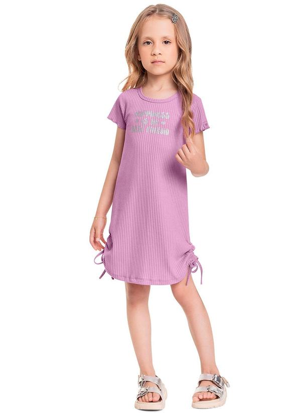 Quimby - Vestido Infantil em Ribana Canelada Roxo