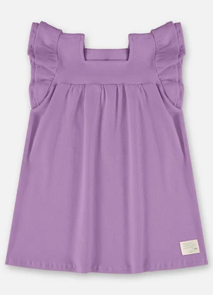 Up Baby - Vestido Infantil em Ribana Canelada Roxo - UP BABY