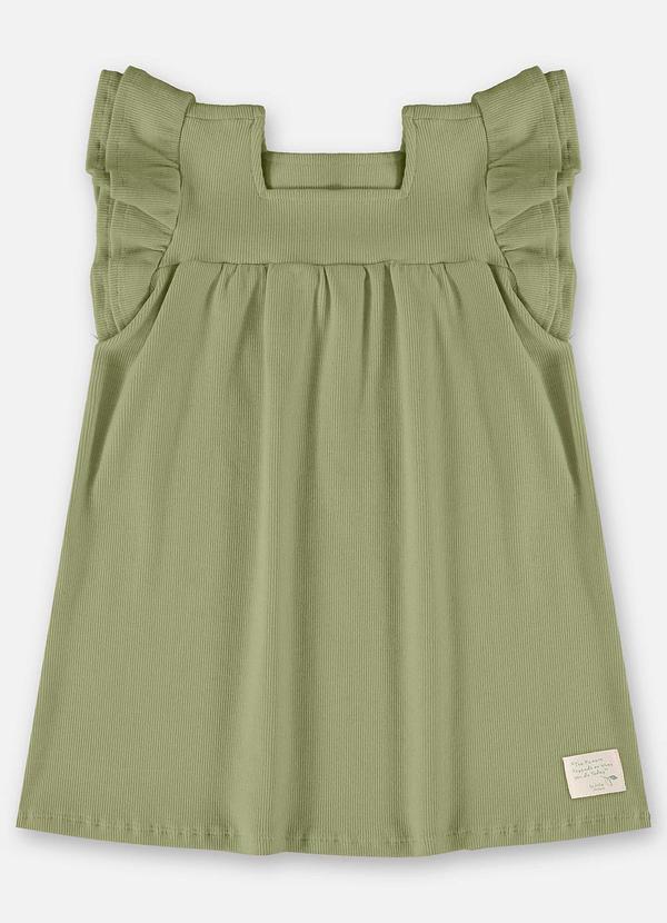 Up Baby - Vestido Infantil em Ribana Canelada Verde
