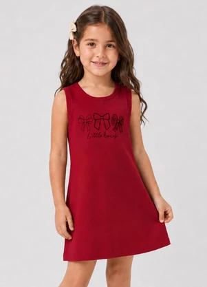 Secret Glam - Vestido Infantil em Ribana Estampada Vermelho - SECRET GLAM