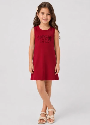 Secret Glam - Vestido Infantil em Ribana Estampada Vermelho - SECRET GLAM