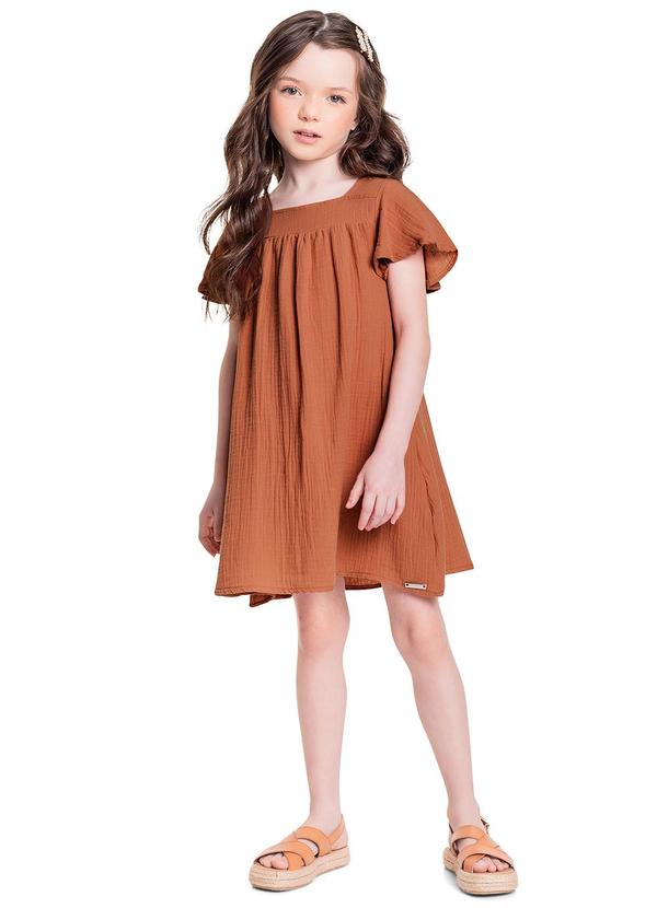 Quimby - Vestido Infantil em Tecido Laranja