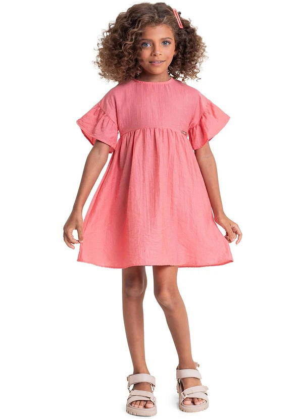Quimby - Vestido Infantil em Tecido para Menina Rosa