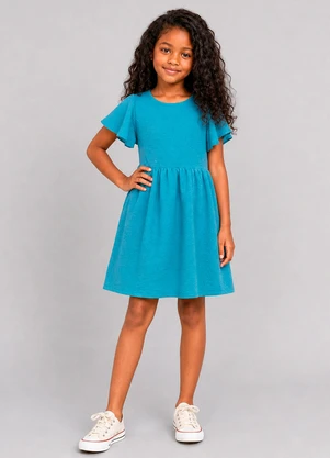 Marlan - Vestido Infantil em Tecido Sand Air Azul - MARLAN