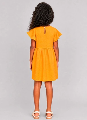 Marlan - Vestido Infantil em Tecido Sand Air Laranja - MARLAN