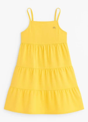 Milli e Nina - Vestido Infantil em Tecido Tenerife Amarelo - MILLI E NINA