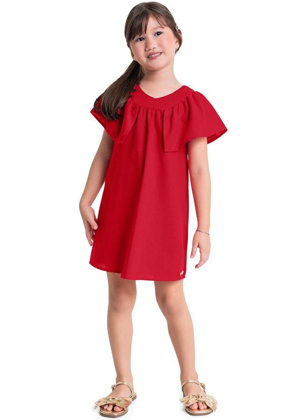 Quimby - Vestido Infantil em Tecido Vermelho