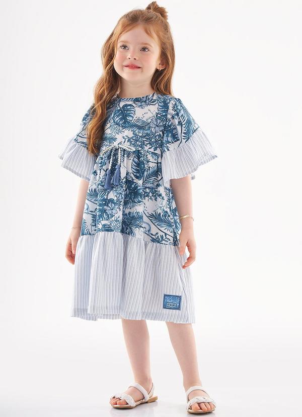 Up Baby - Vestido Infantil em Tecido Voil Azul