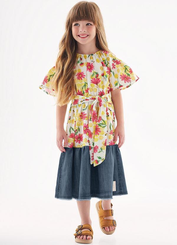 Up Baby - Vestido Infantil em Tricoline Bege