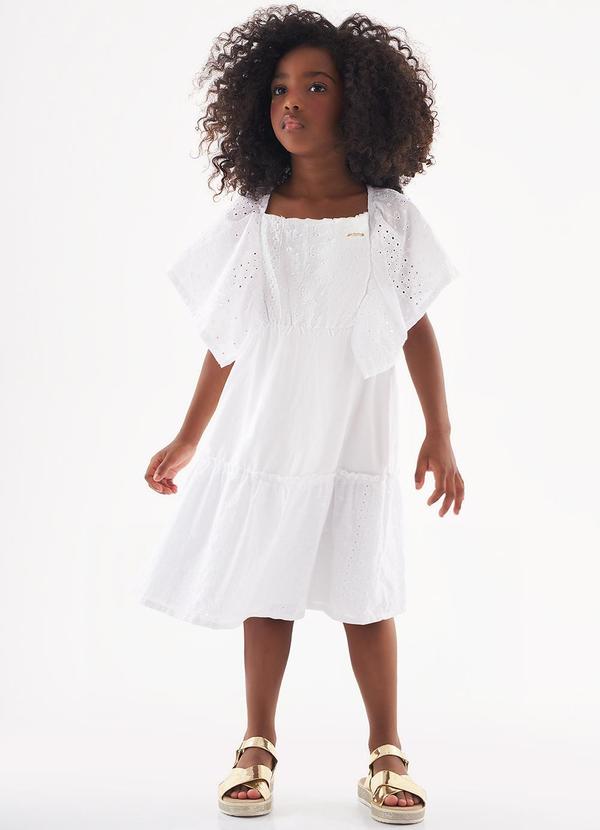 Up Baby - Vestido Infantil em Tricoline Branco