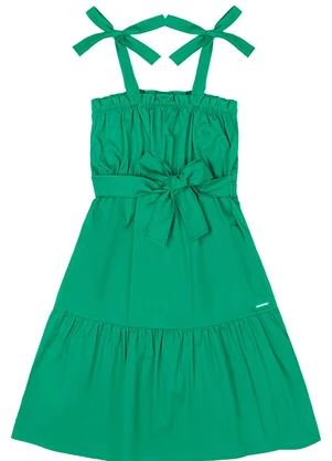Quimby - Vestido Infantil em Tricoline Verde - QUIMBY