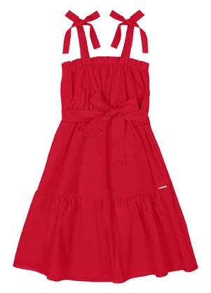 Quimby - Vestido Infantil em Tricoline Vermelho - QUIMBY