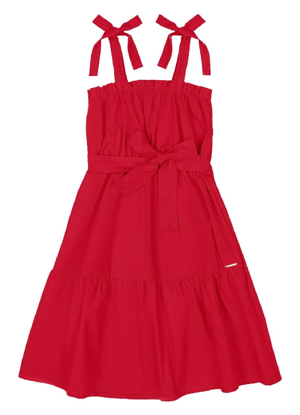 Quimby - Vestido Infantil em Tricoline Vermelho 2
