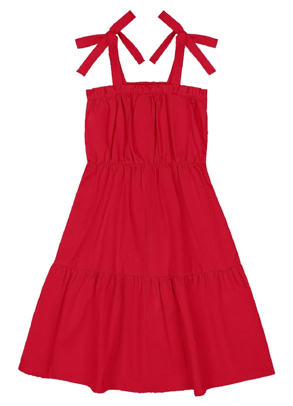 Quimby - Vestido Infantil em Tricoline Vermelho 3