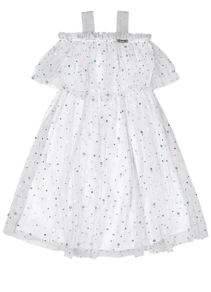 Quimby - Vestido Infantil em Tule Forrado Branco - QUIMBY