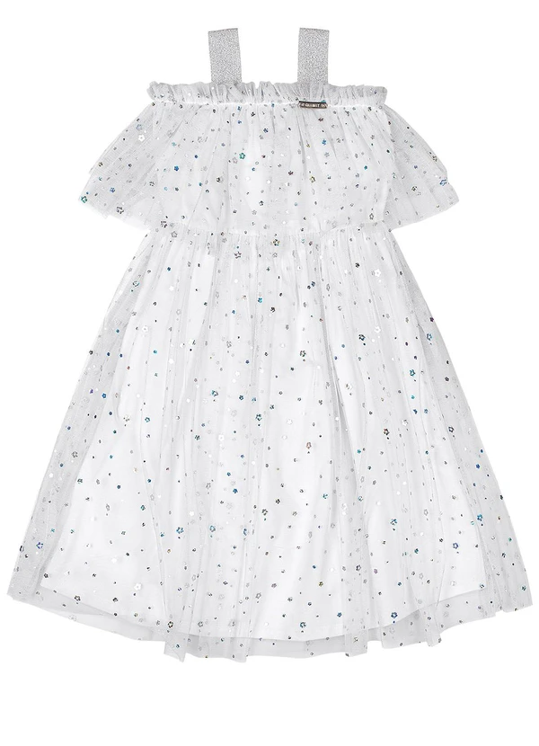 Quimby - Vestido Infantil em Tule Forrado Branco 2
