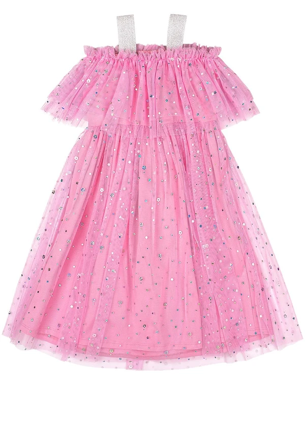 Quimby - Vestido Infantil em Tule Forrado Rosa 3