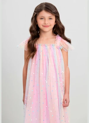 Vestido Infantil em Tule Quimby Rosa - QUIMBY