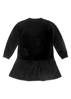 Guloseima - Vestido Infantil em Veludo Plush Preto - GULOSEIMA