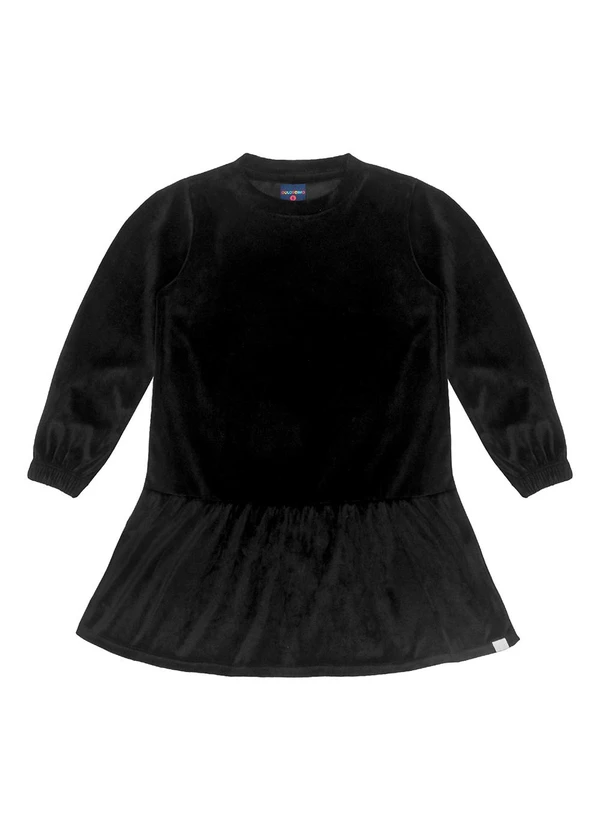 Guloseima - Vestido Infantil em Veludo Plush Preto