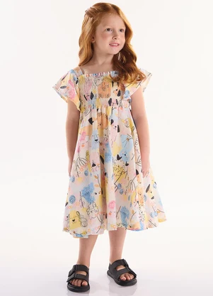 Três e Já - Vestido Infantil em Viscolinho Azul - TRÊS E JÁ