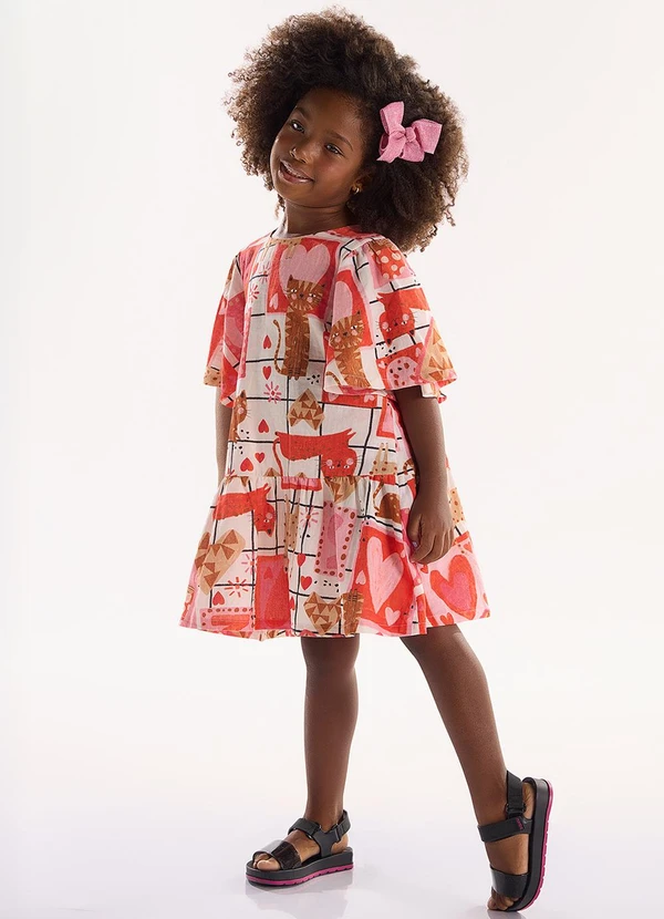 Três e Já - Vestido Infantil em Viscolinho Bege 1