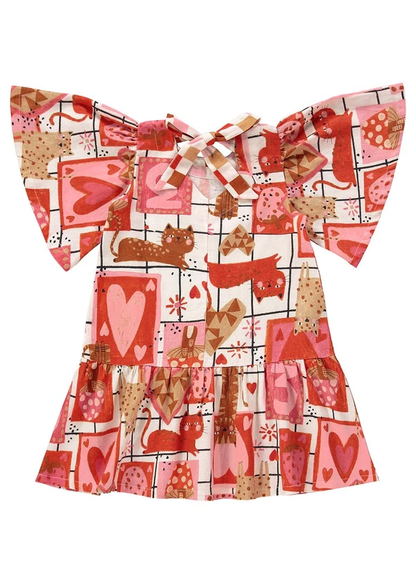 Três e Já - Vestido Infantil em Viscolinho Bege 4