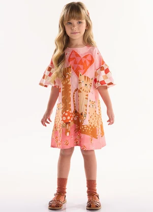 Três e Já - Vestido Infantil em Viscolinho Bege - TRÊS E JÁ