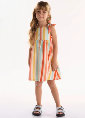 Três e Já - Vestido Infantil em Viscolinho Bege - TRÊS E JÁ