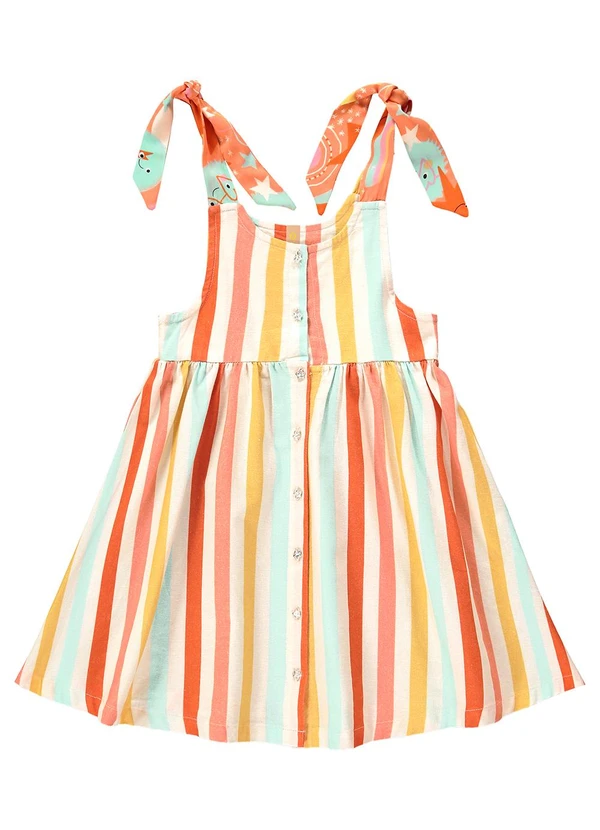 Três e Já - Vestido Infantil em Viscolinho Bege 2