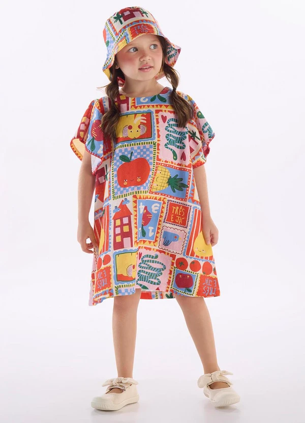 Três e Já - Vestido Infantil em Viscolinho Três e Já Branco