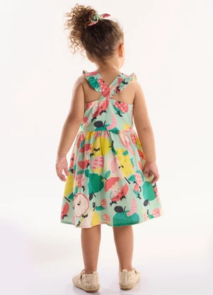 Três e Já - Vestido Infantil em Viscolinho Verde - TRÊS E JÁ