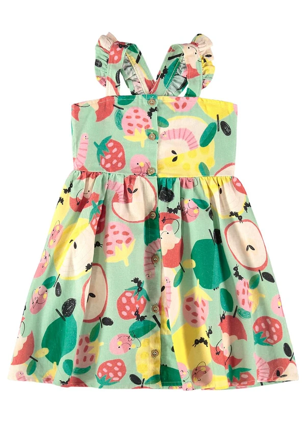 Três e Já - Vestido Infantil em Viscolinho Verde 3