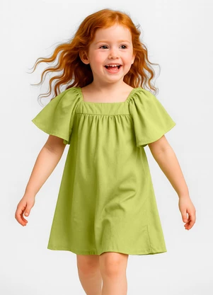 Infinita Cor - Vestido Infantil em Viscose Amarelo - INFINITA COR
