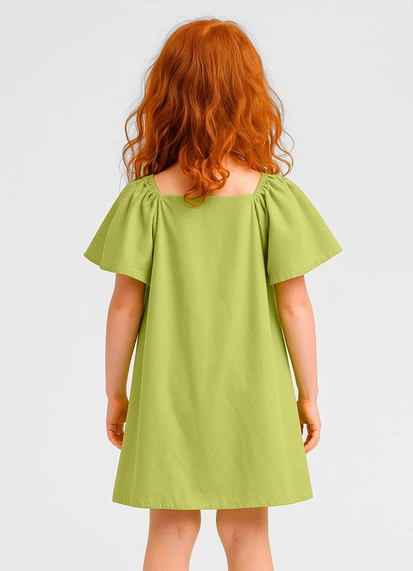 Infinita Cor - Vestido Infantil em Viscose Amarelo 2