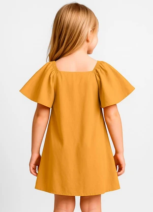 Infinita Cor - Vestido Infantil em Viscose Amarelo - INFINITA COR