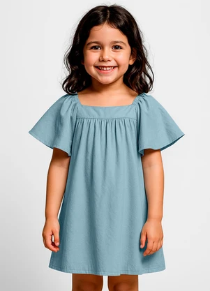 Infinita Cor - Vestido Infantil em Viscose Azul - INFINITA COR