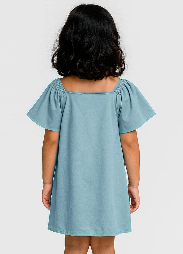 Infinita Cor - Vestido Infantil em Viscose Azul 2